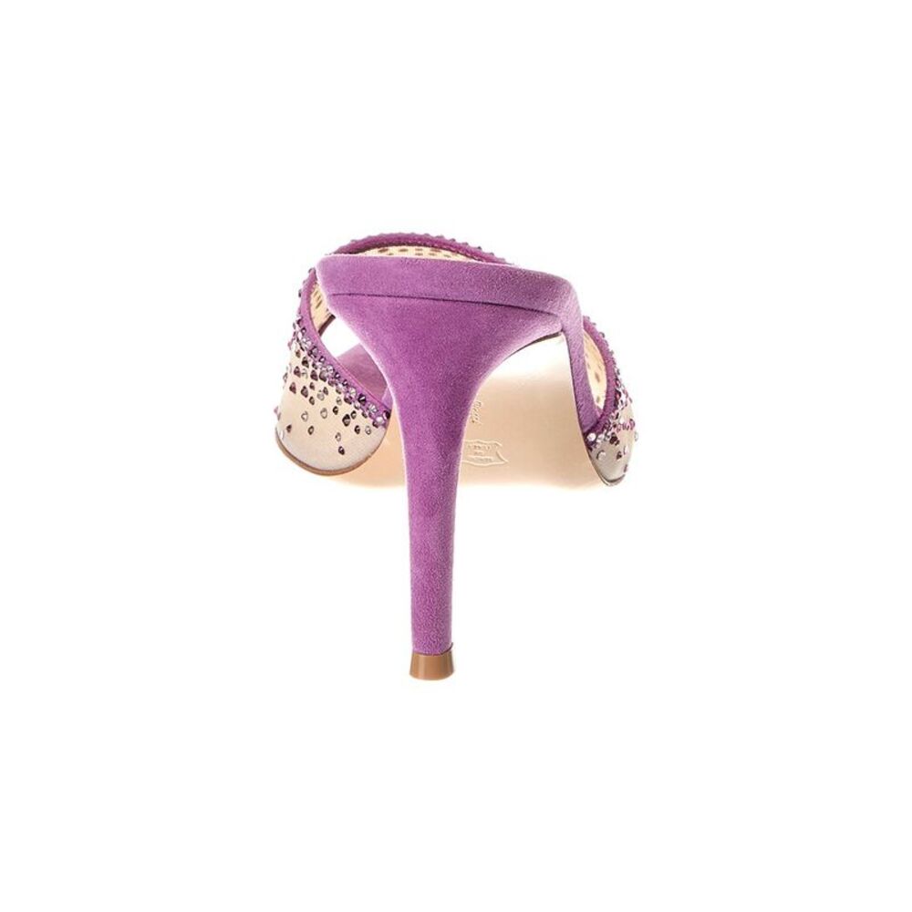 Gianvito Rossi Purple and Beige Crystal-Embellished Mules - Picture 3 of 5